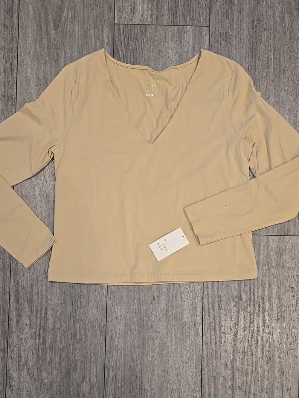a new day Women's Long-Sleeve V-Neck Top in Beige